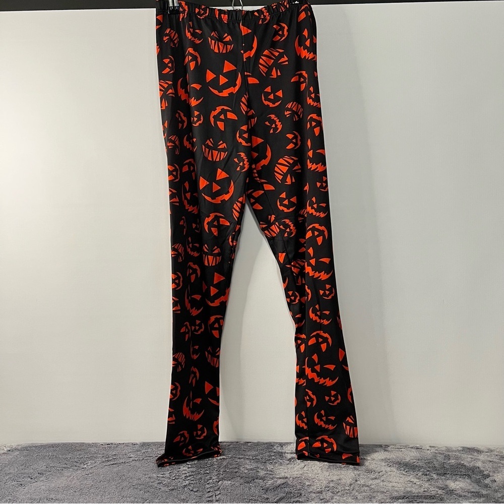 Freeze Orange and Black Jack o Lantern Print Leggings Size L